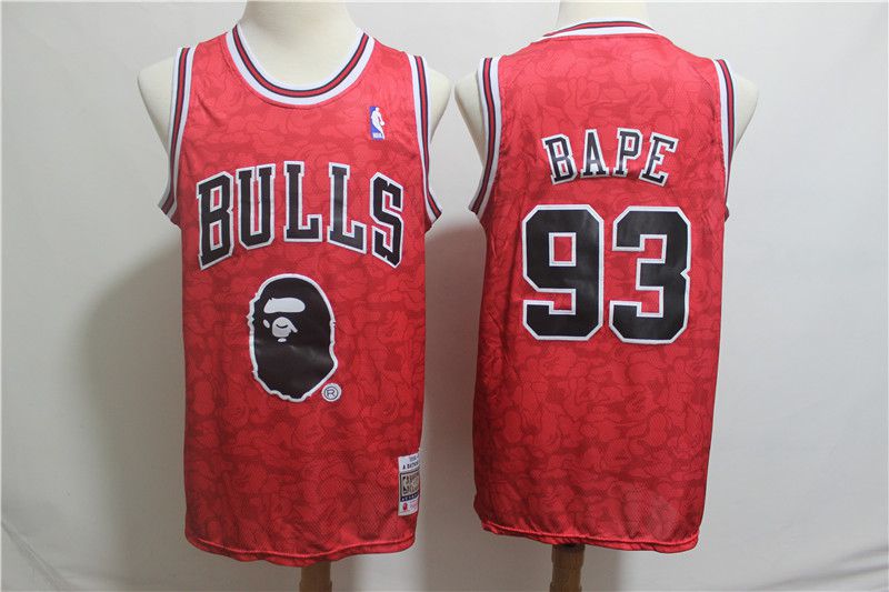 Men Chicago Bulls #93 Bape Red Stitched NBA Jersey->los angeles lakers->NBA Jersey